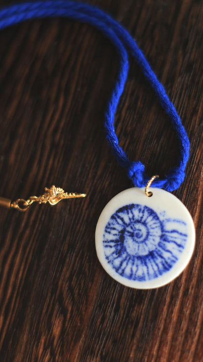 Planispiral / Illustration Porcelain and Seashell Charm Necklace