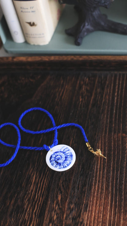 Planispiral / Illustration Porcelain and Seashell Charm Necklace