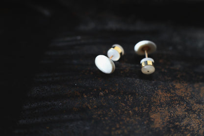 Shell Capsules /Porcelain and Gold Seashell Earrings