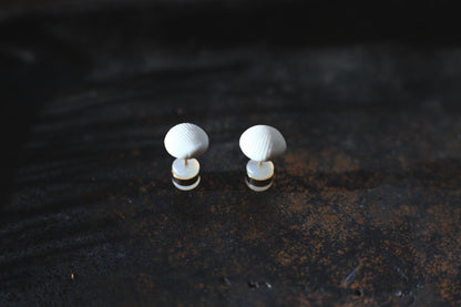 Shell Capsules /Porcelain and Gold Seashell Earrings
