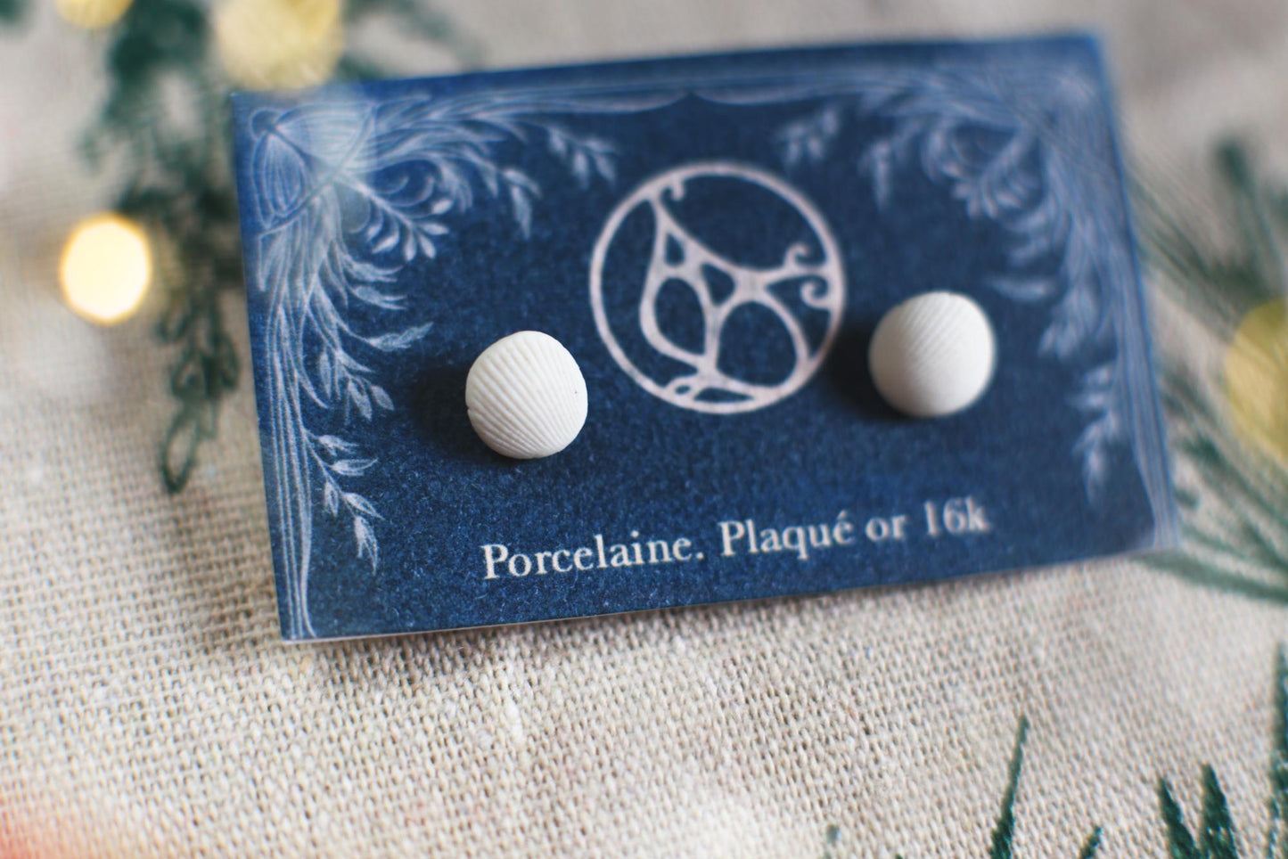 Shell Capsules /Porcelain and Gold Seashell Earrings