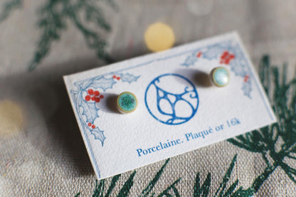 Points / Porcelain Gold-plated Stud Earrings