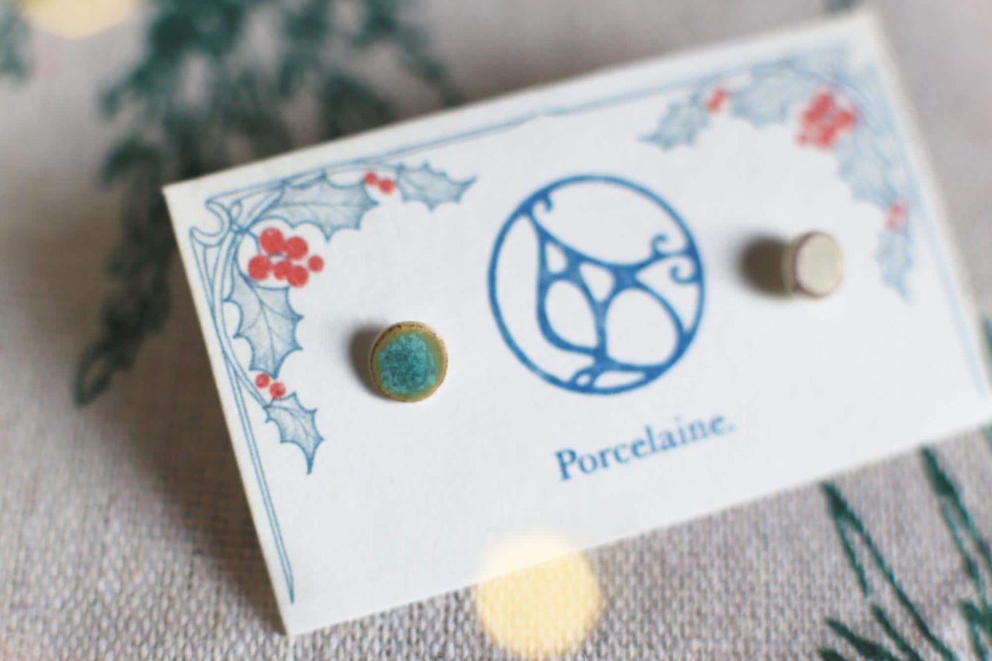 Points / Porcelain Gold-plated Stud Earrings