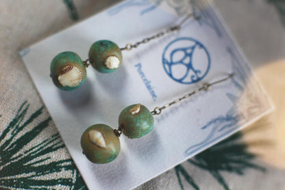 Patina Shells / Porcelain Earrings and Pendant