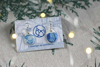 Nautical Dream/ Porcelain Cyanotype Earrings