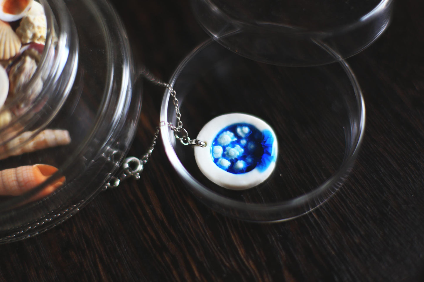Shell Round / Porcelain Seashell Pendant