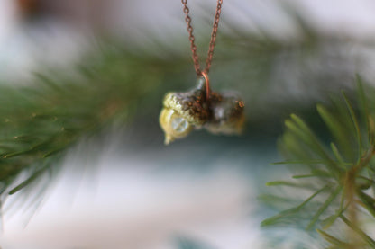 Acorn Secret / Porcelain Twin Acorn Pendant