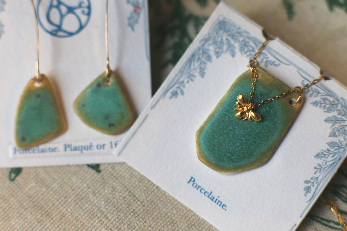 Bee Meadow / Porcelain Charm Pendant