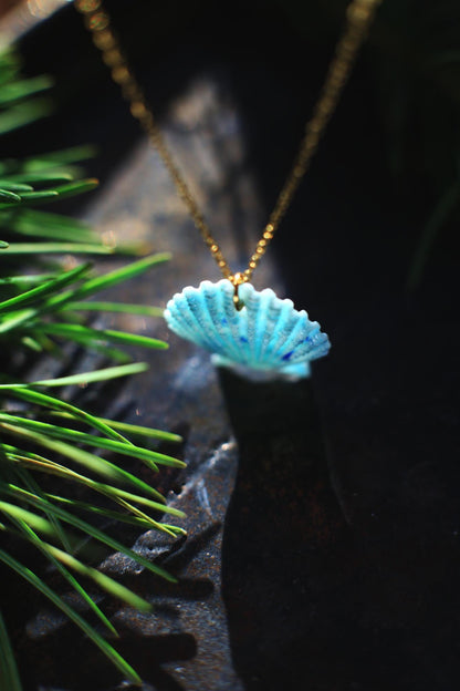 Pecten Maculatus Turcois / Collier Coquille Saint-Jacques en Porcelaine Fine