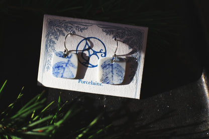 Fern Squares / Porcelain Earrings and Pendant Set