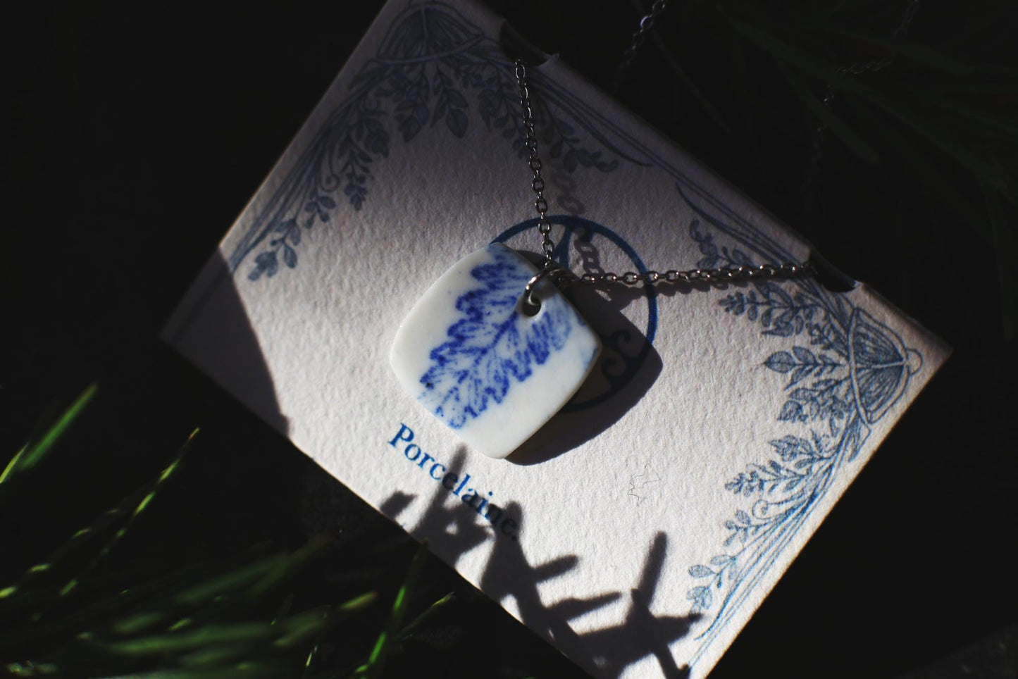 Fern Squares / Porcelain Earrings and Pendant Set