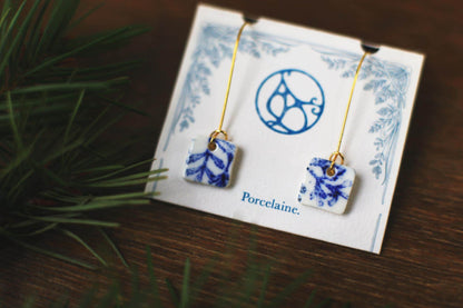 Cobalt Branches / Porcelain Earrings and Pendant Set