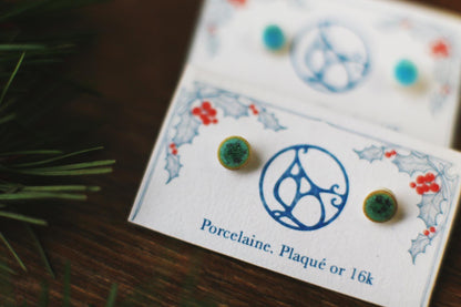 Points / Porcelain Gold-plated Stud Earrings
