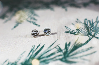 Leaf Capsules / Porcelain Stud Earrings with Leaf Reliefs