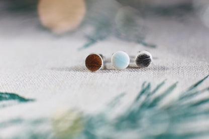 Leaf Capsules / Porcelain Stud Earrings with Leaf Reliefs