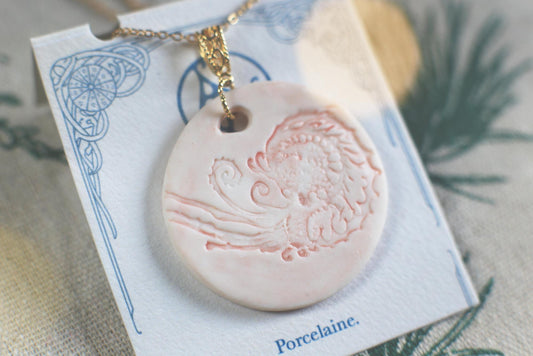 Rose Argonaute / Porcelain Pendant
