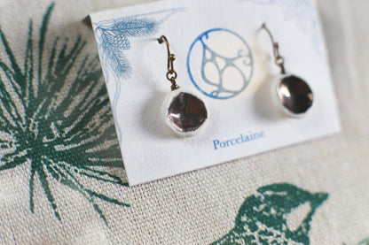 Deep Copper / Porcelain Earrings