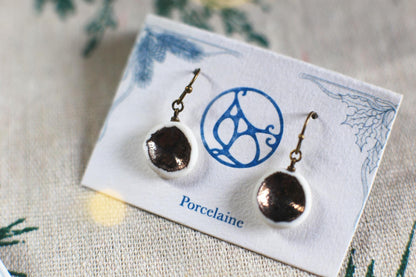 Deep Copper / Porcelain Earrings