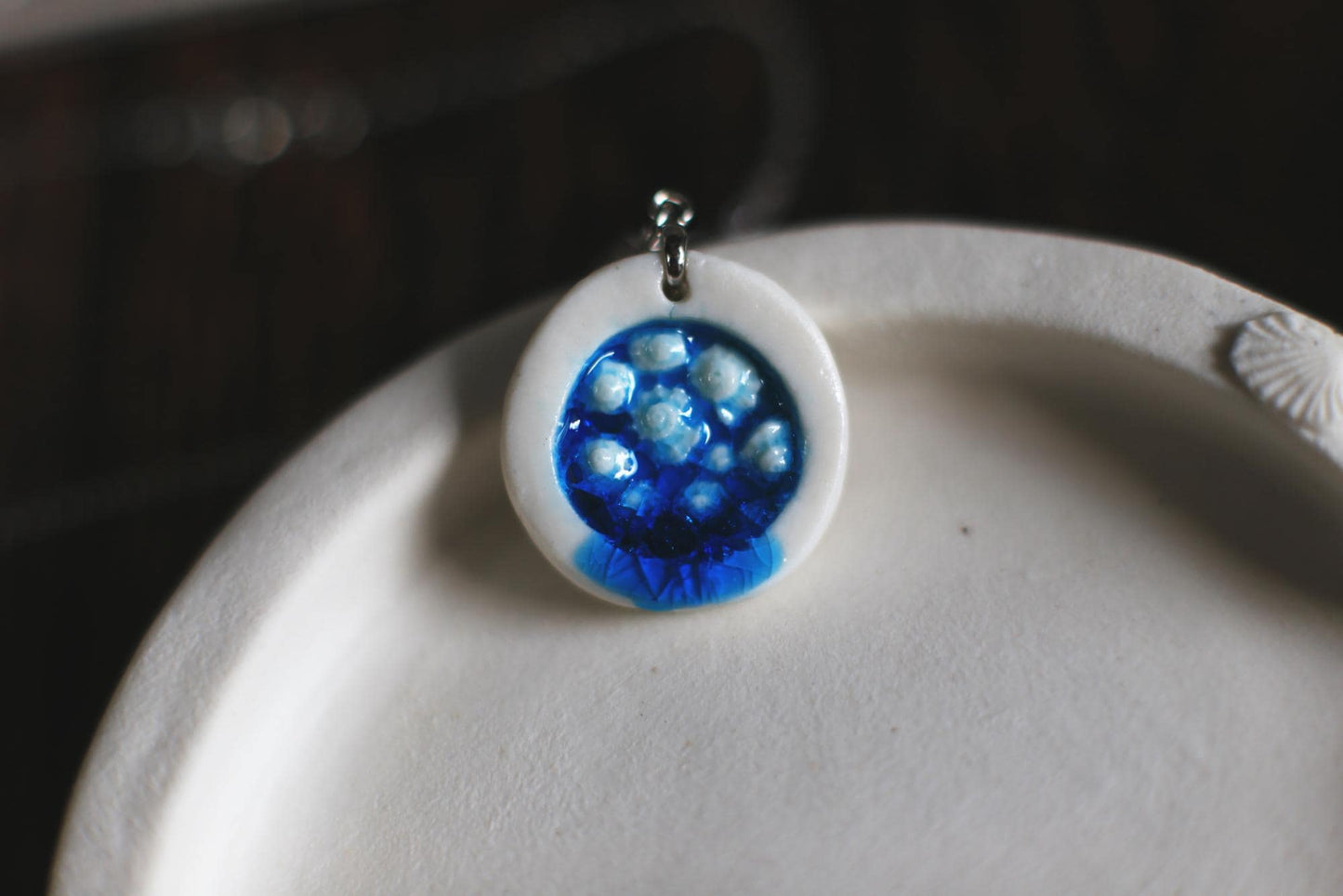 Shell Round / Porcelain Seashell Pendant