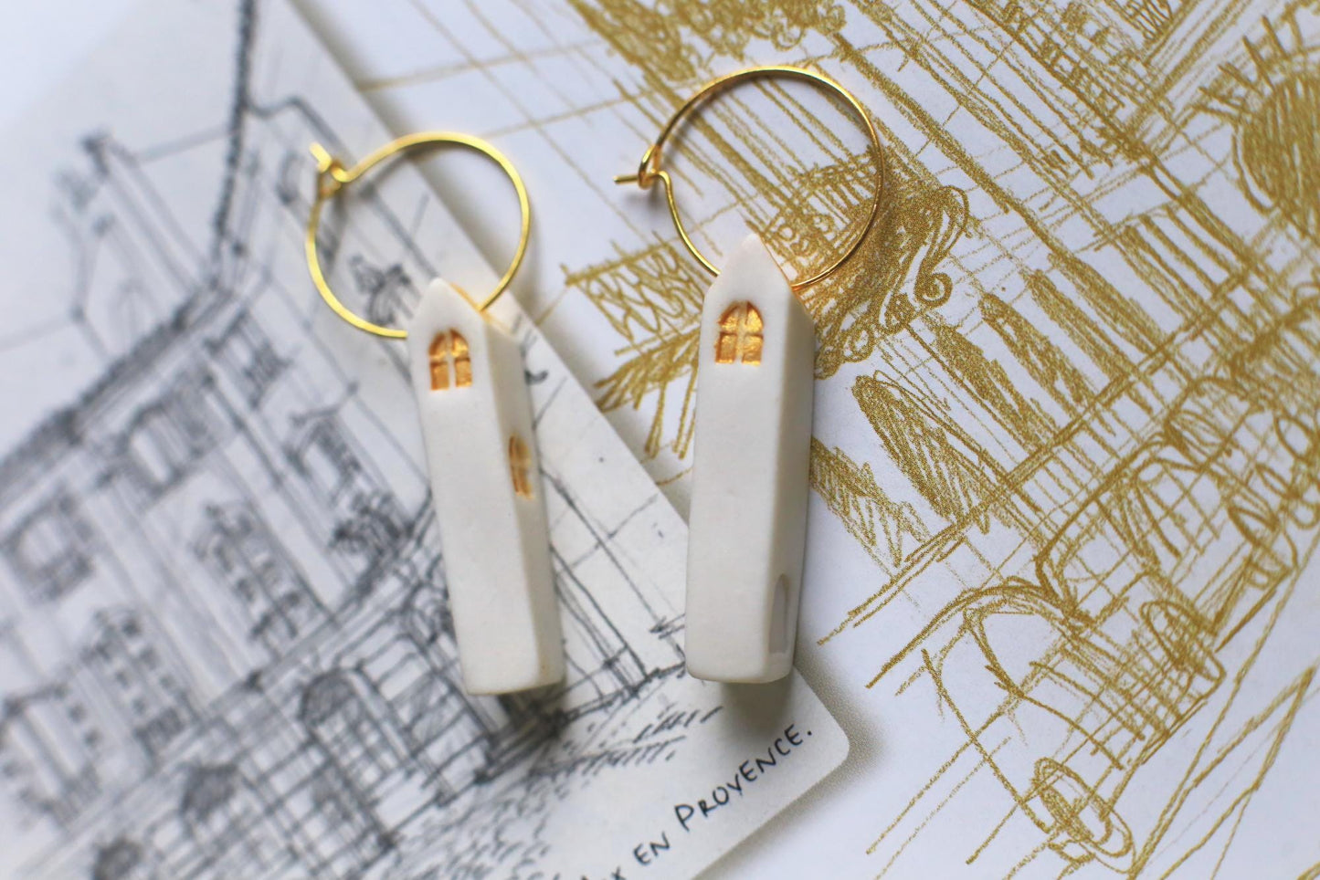 Sunrise Windows / Porcelain House Earrings