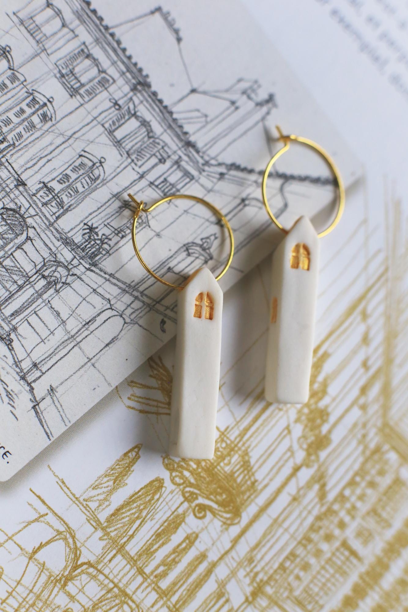 Sunrise Windows / Porcelain House Earrings