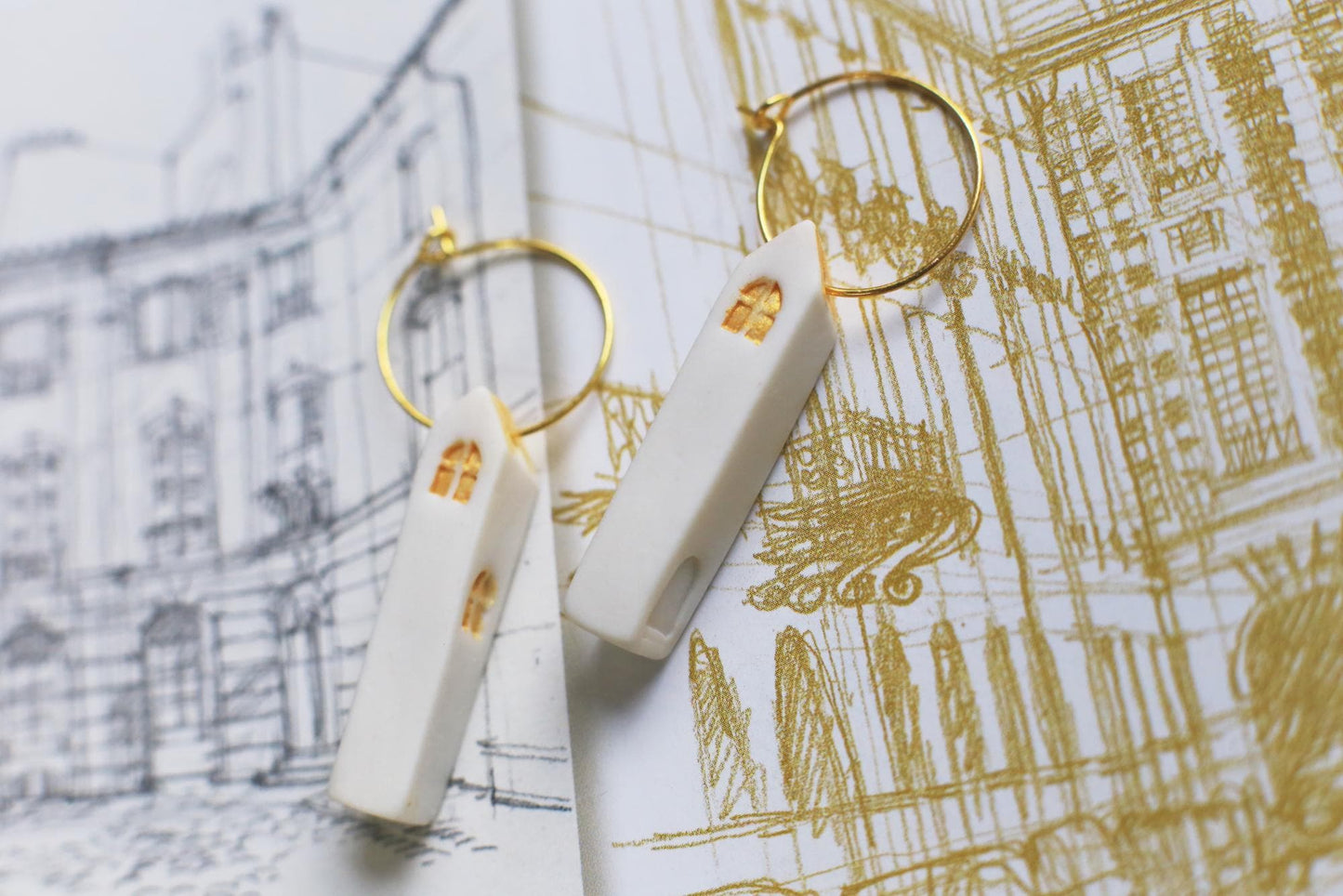 Sunrise Windows / Porcelain House Earrings
