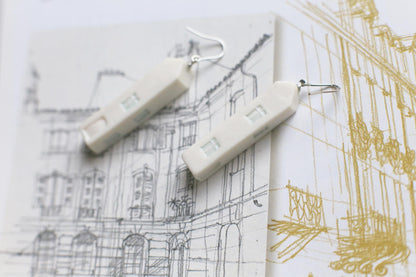 Tall Houses / Porcelain House Earrings