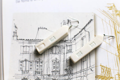 Tall Houses / Porcelain House Earrings