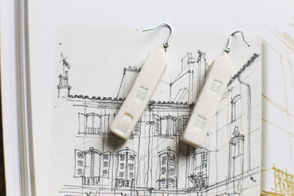 Tall Houses / Porcelain House Earrings