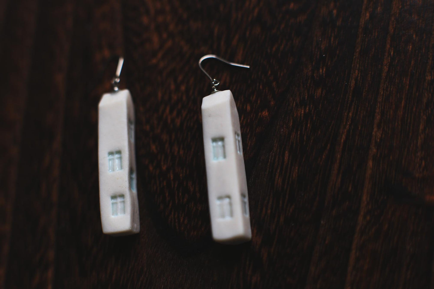 Tall Houses / Porcelain House Earrings