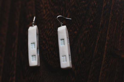 Tall Houses / Porcelain House Earrings