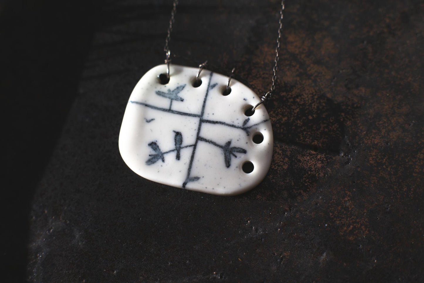 Keep Growing / Hand-painted Porcelain Pendant