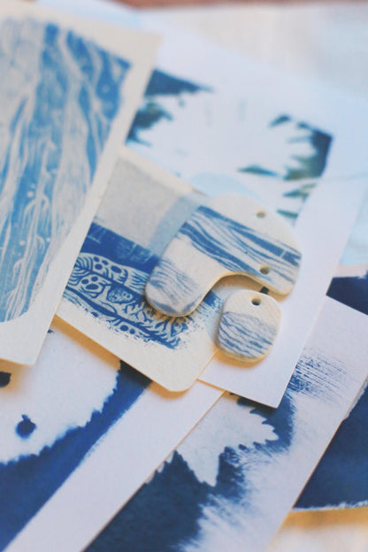Flow / Porcelain Cyanotype Earrings