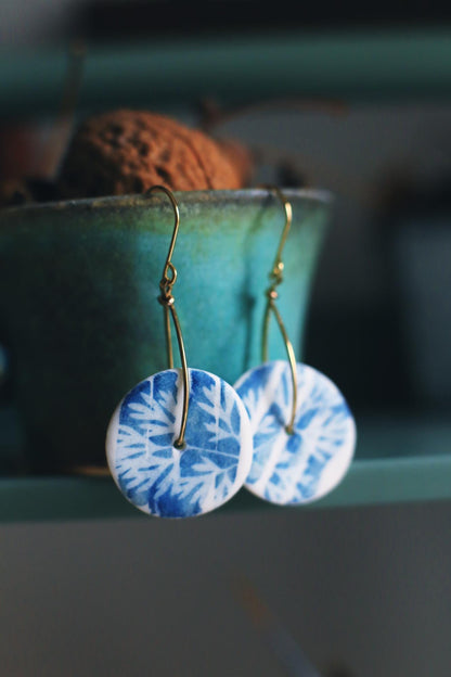 Botanical Club / Porcelain Cyanotype Earrings