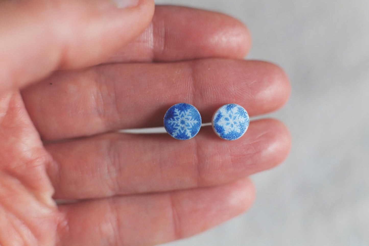 Flakes / Porcelain Cyanotype Earrings