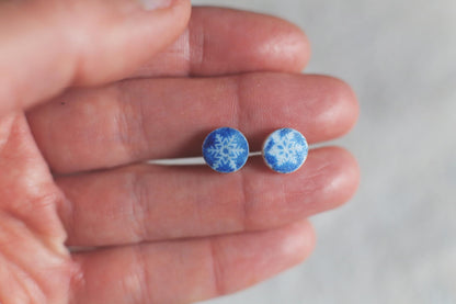 Flakes / Porcelain Cyanotype Earrings