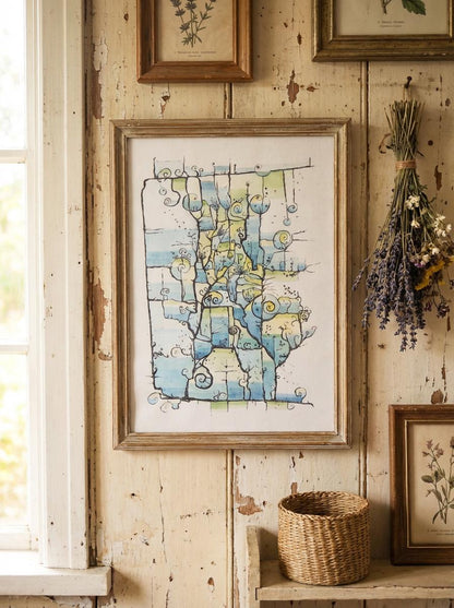 Pond Water / Original ink and watercolor painting