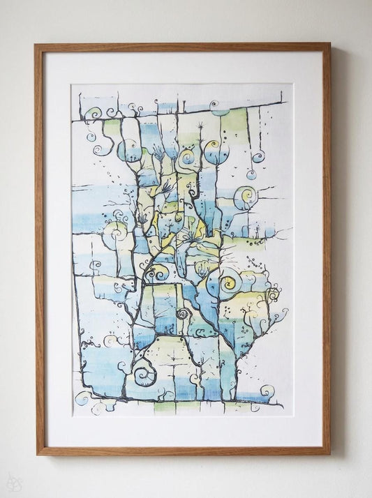 Pond Water / Original ink and watercolor painting