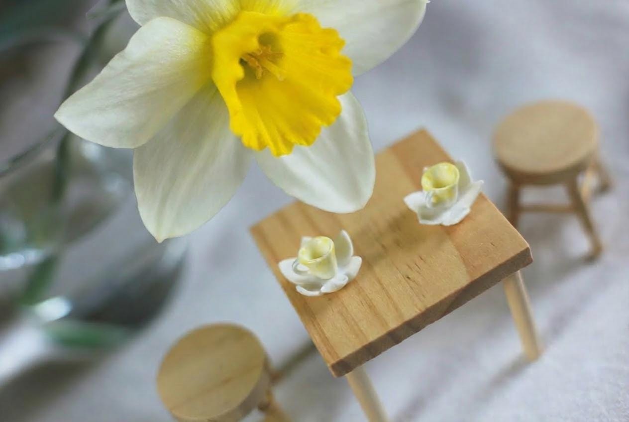 Spring Tea / Miniature Porcelain Cup and Saucer Set