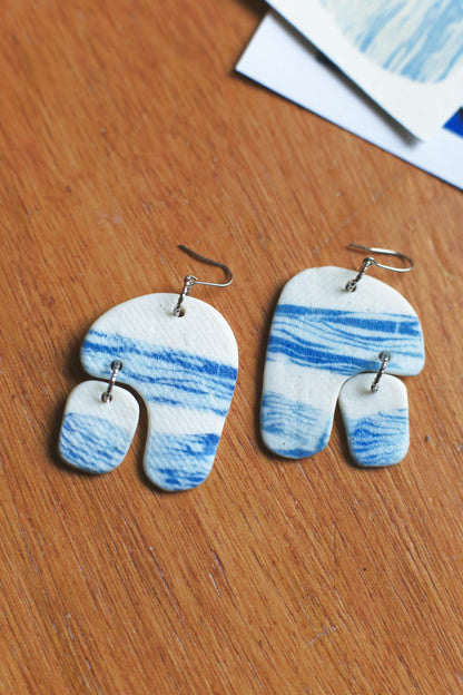 Flow / Porcelain Cyanotype Earrings