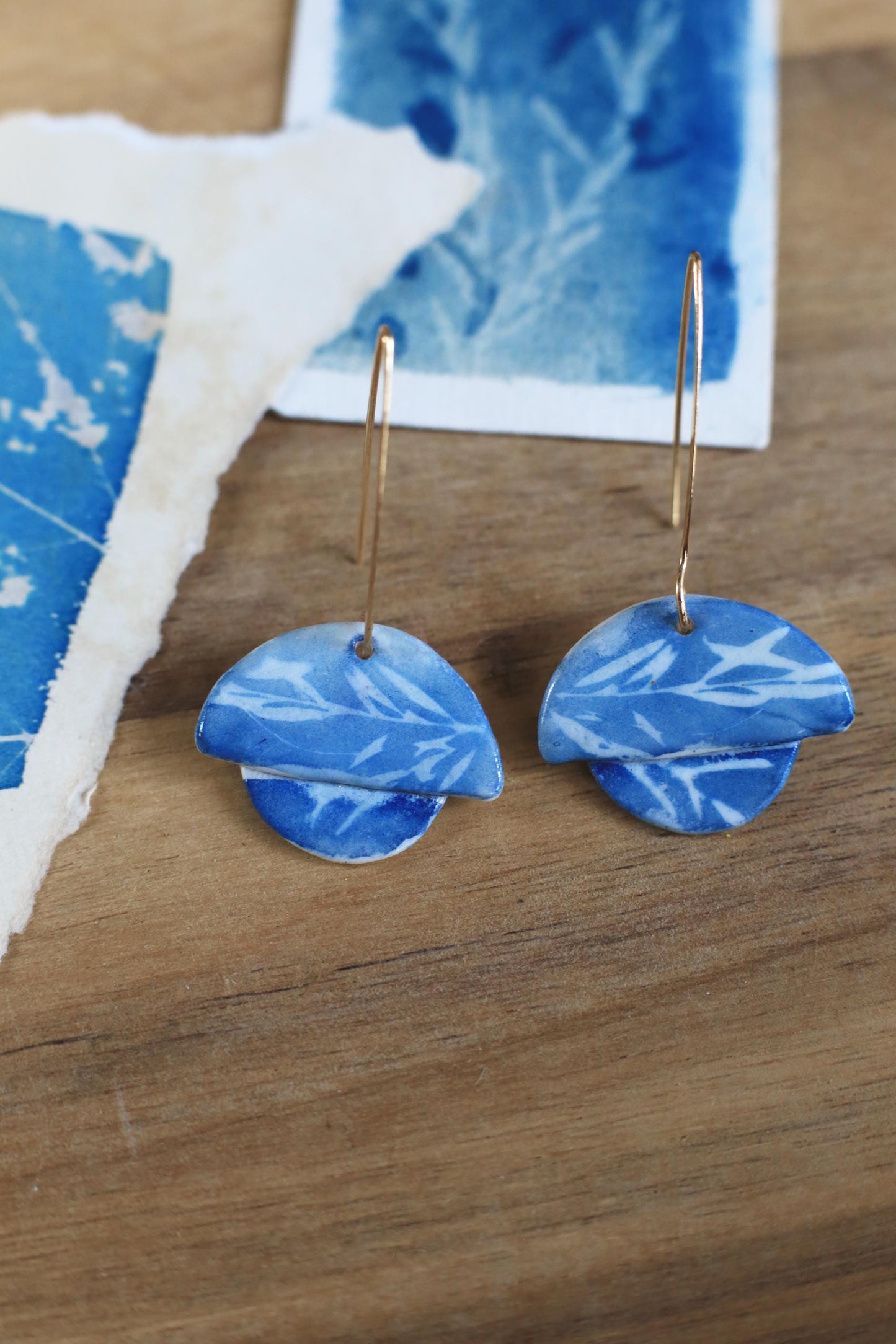 Meadow Art / Cyanotype Porcelain Jewellery Set