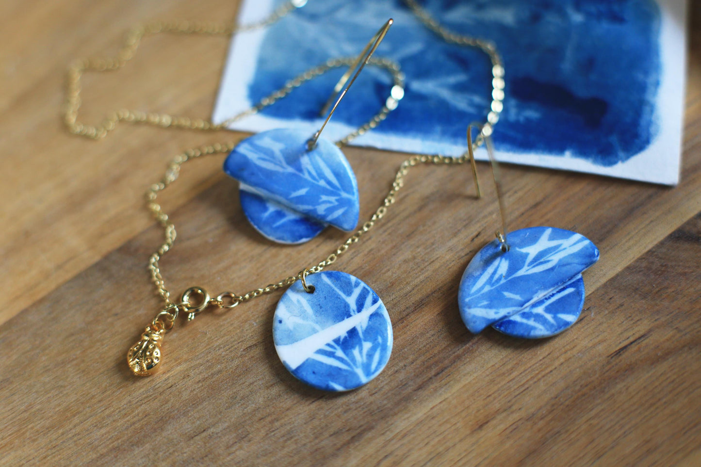 Meadow Art / Cyanotype Porcelain Jewellery Set