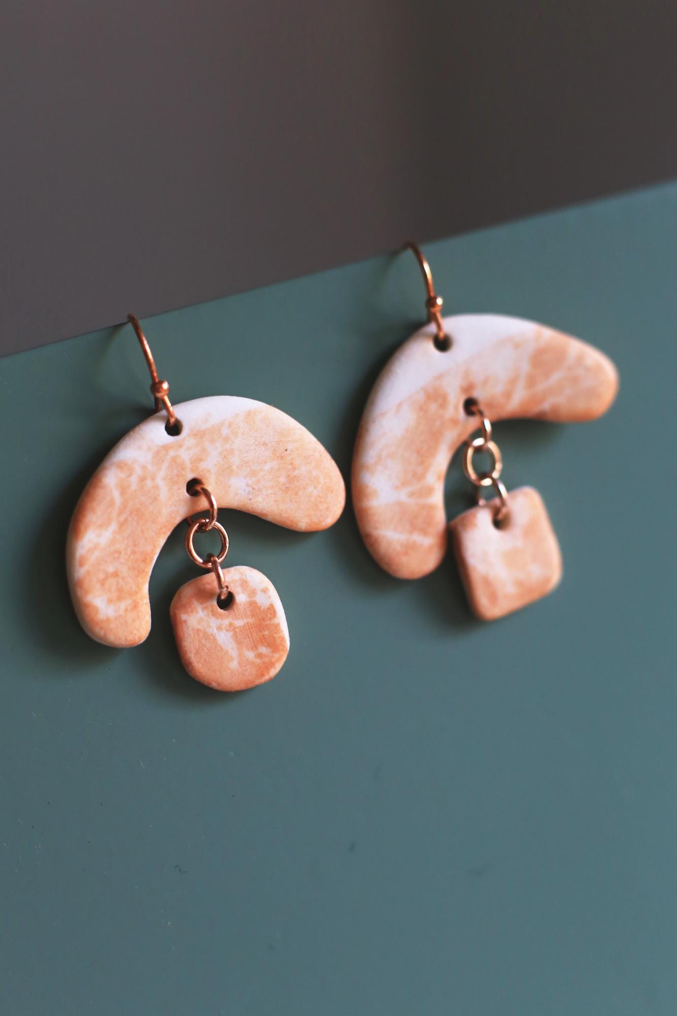 Seaweed After Fire / Porcelain Cyanotype Earrings