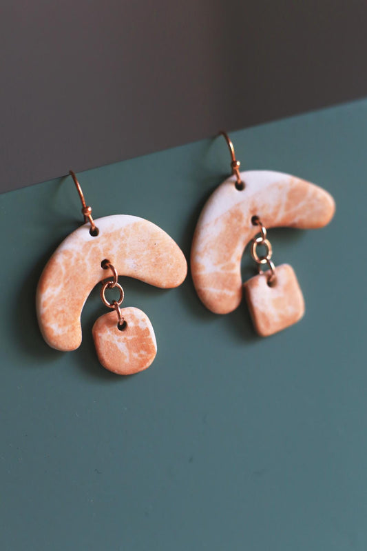 Seaweed After Fire / Porcelain Cyanotype Earrings