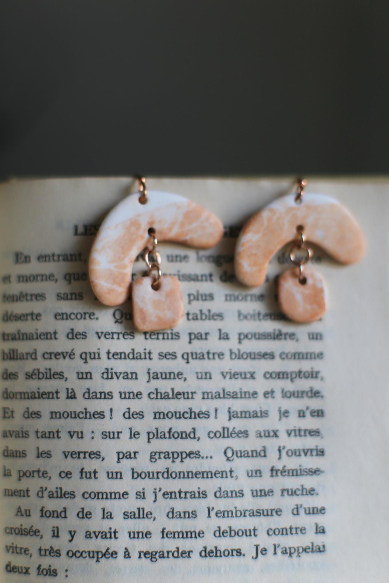 Seaweed After Fire / Porcelain Cyanotype Earrings