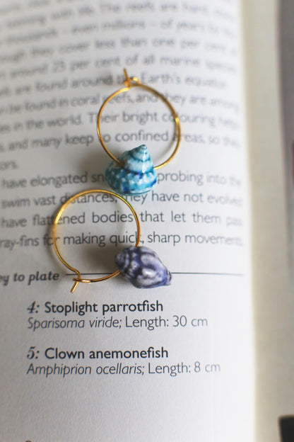 Shell Hoops / Porcelain Earrings