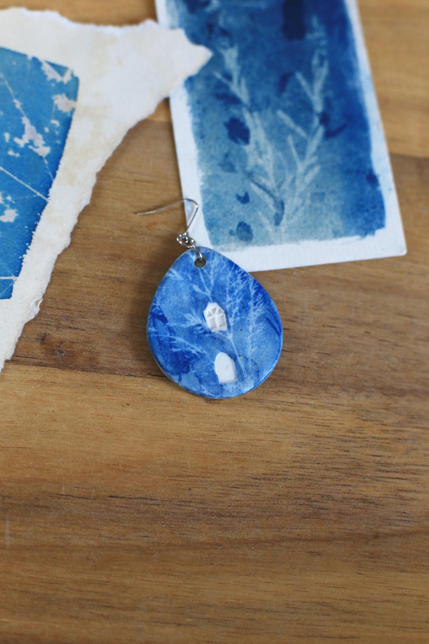 Meadow Home / Porcelain Cyanotype Earrings