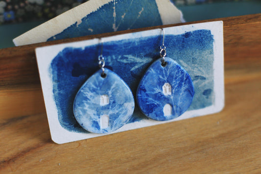 Meadow Home / Porcelain Cyanotype Earrings