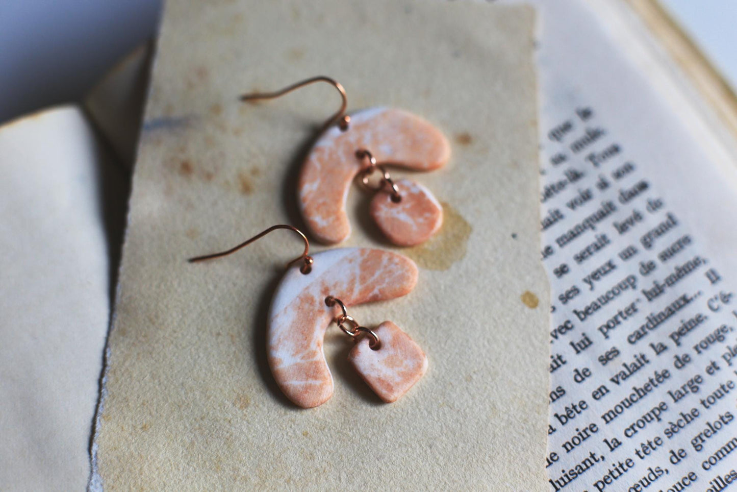 Seaweed After Fire / Porcelain Cyanotype Earrings