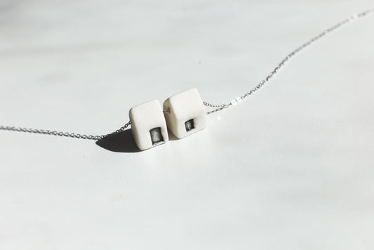 Wish you lived next door / Porcelain Necklace